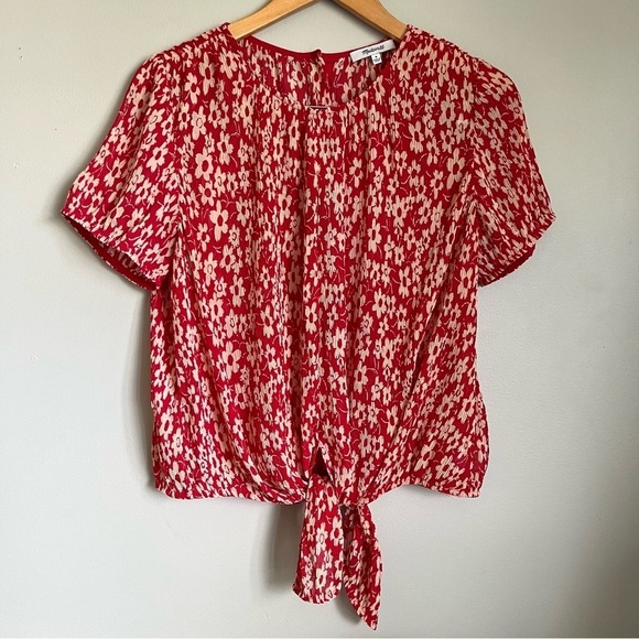 Madewell Crinkled Button-Back Tie Tee - Picture 3 of 14